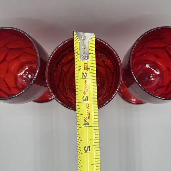 L.E. Smith Vintage Glass Ruby Red Amberina Base Set 3 Goblets Wine Cups Glasses - Picture 5 of 5